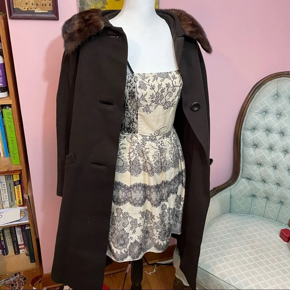 Vintage Bonwitt Teller Junior Forecast Wool Coat with Mink Fur Trim - Picture 11 of 16